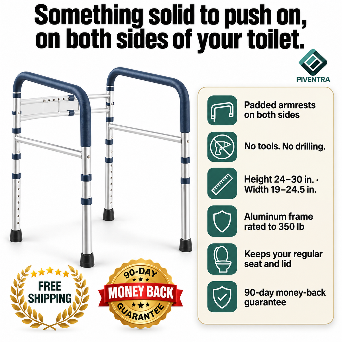 Piventra Toilet Safety Rails, image 1