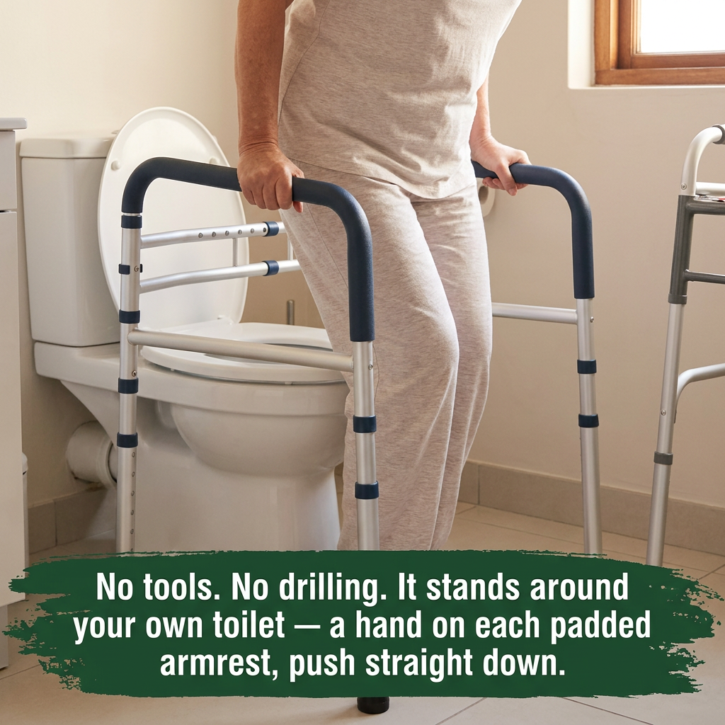 Piventra Toilet Safety Rails — how it works, shown in use
