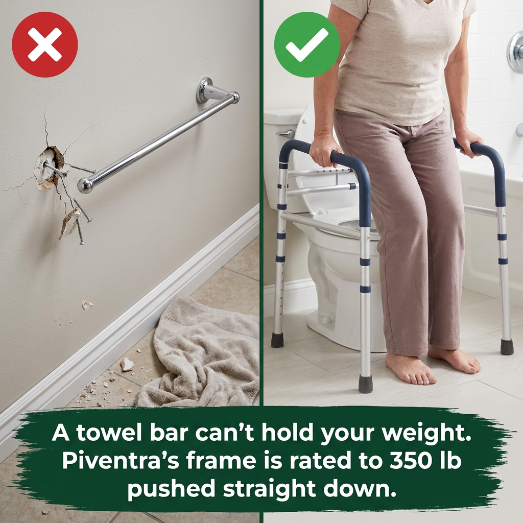 Piventra Toilet Safety Rails — compared with a cheap alternative